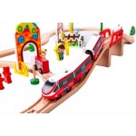 Set trenulet InterCity cu Locomotiva Electrica cu Baterii si sine din lemn 